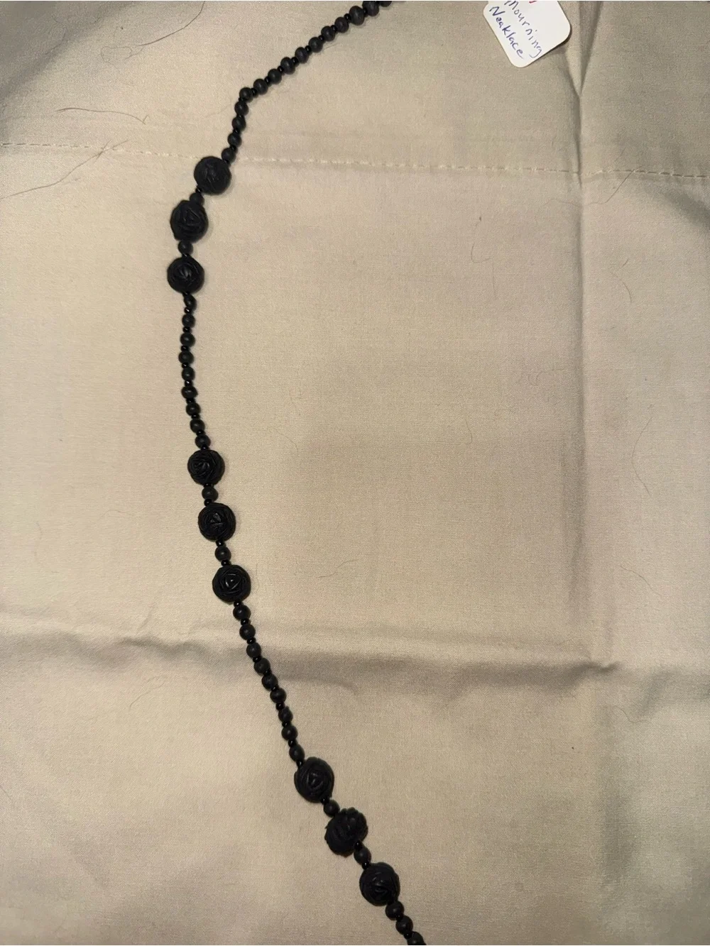Victorian Black Faceted Bead Long Tassel Statement Necklace